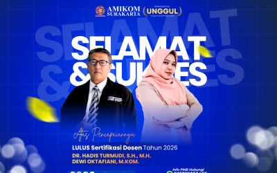 Kabar Membanggakan, Dua Dosen Tetap STMIK AMIKOM Surakarta Lulus Sertifikasi Dosen 2026